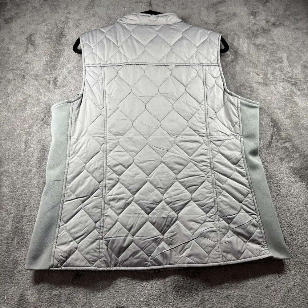 Kim Rogers Women NWT Vest Quilted Puffer Full Zip Pockets Layering New Gray XL